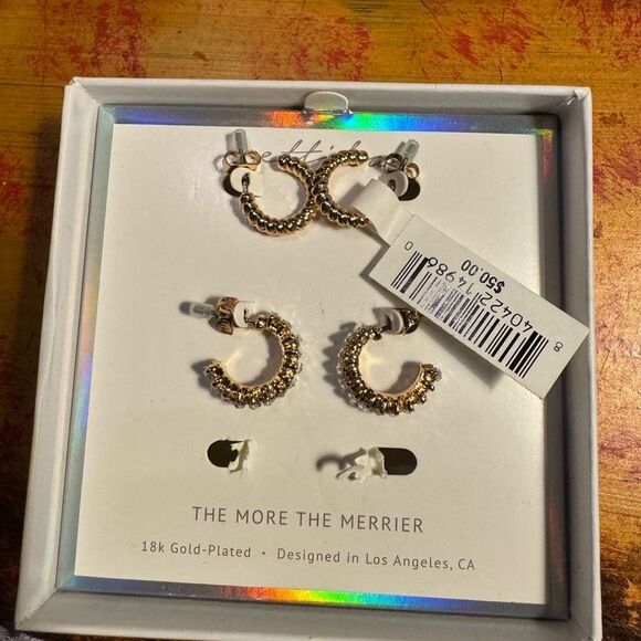 ETTIKA
18K Gold Plated Small Huggie Hoop Set - Picture 2 of 4